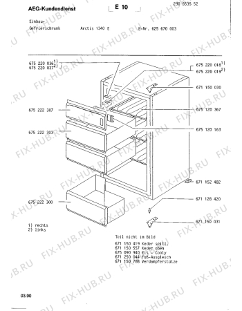 Взрыв-схема холодильника Aeg ARC1340 E - Схема узла Housing 001